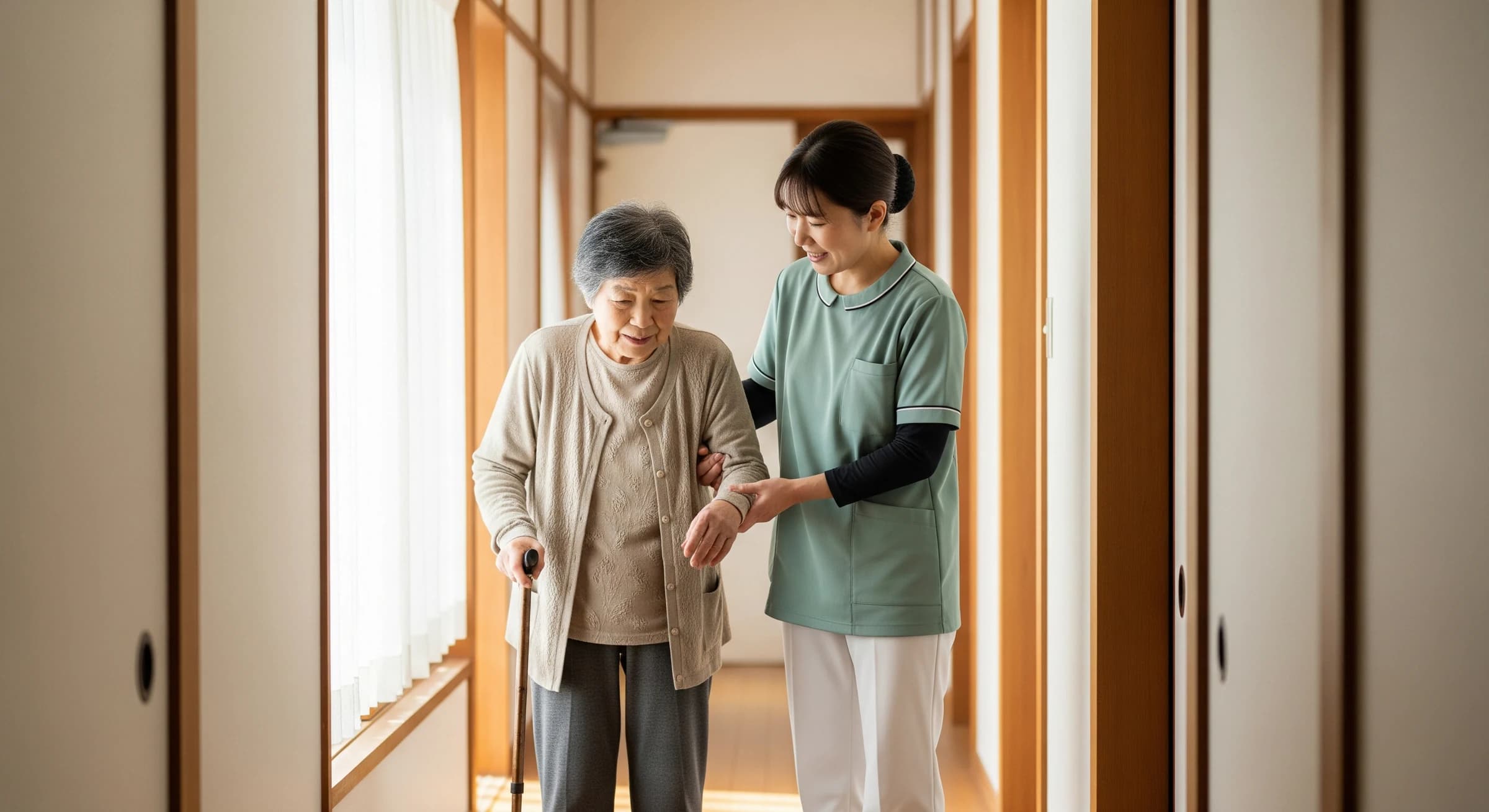 訪問看護師が利用者のケアを行う様子